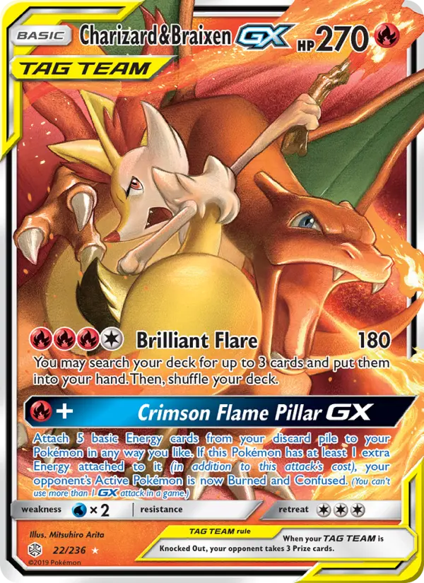 Charizard & Braixen GX — Cosmic Eclipse card #22