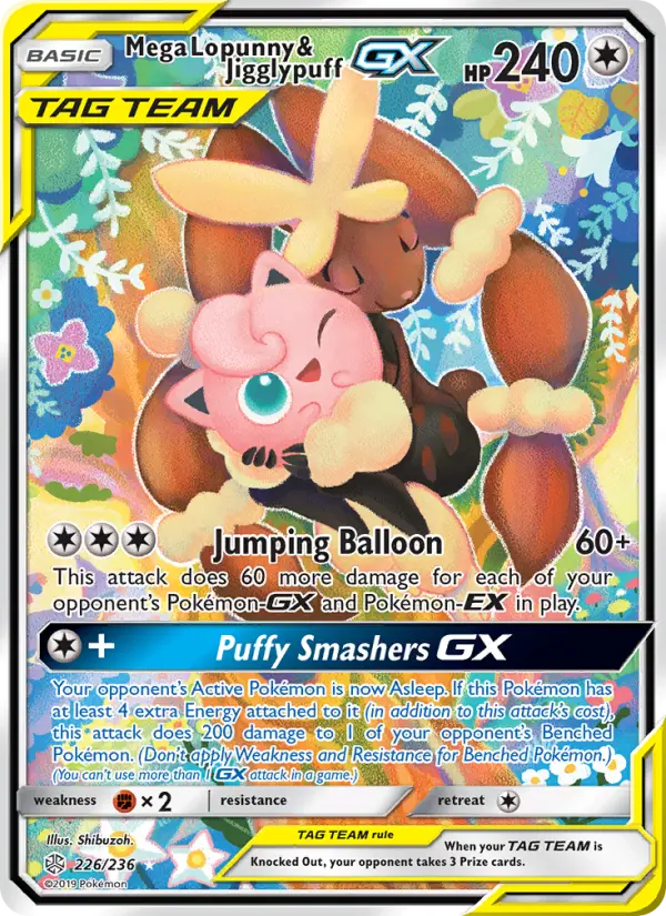 Mega Lopunny & Jigglypuff GX — Cosmic Eclipse card #226