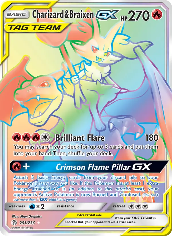 Charizard & Braixen GX — Cosmic Eclipse card #251