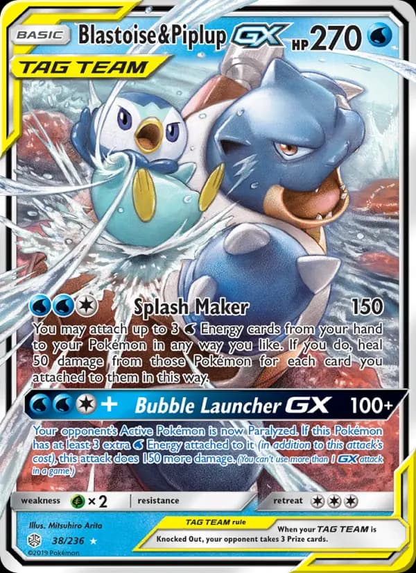 Blastoise & Piplup GX — Cosmic Eclipse card #38