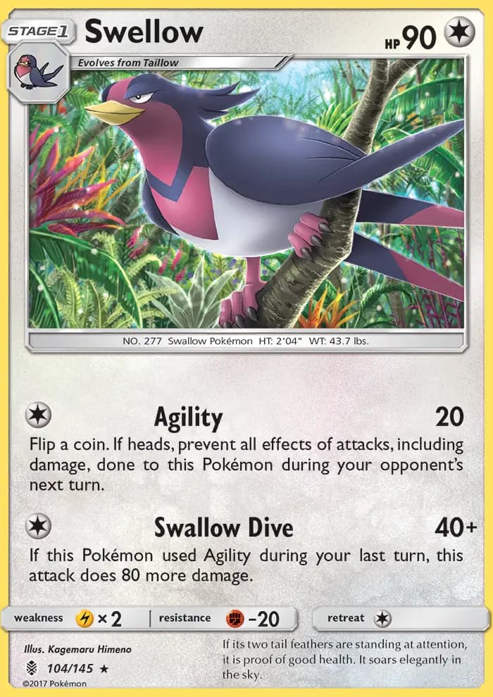 Swellow — Guardians Rising card #104