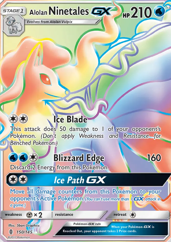Alolan Ninetales GX — Guardians Rising card #150