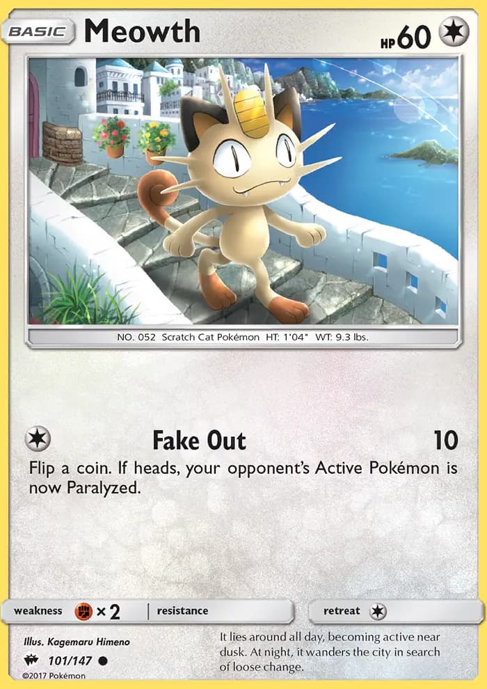 Meowth — Burning Shadows card #101