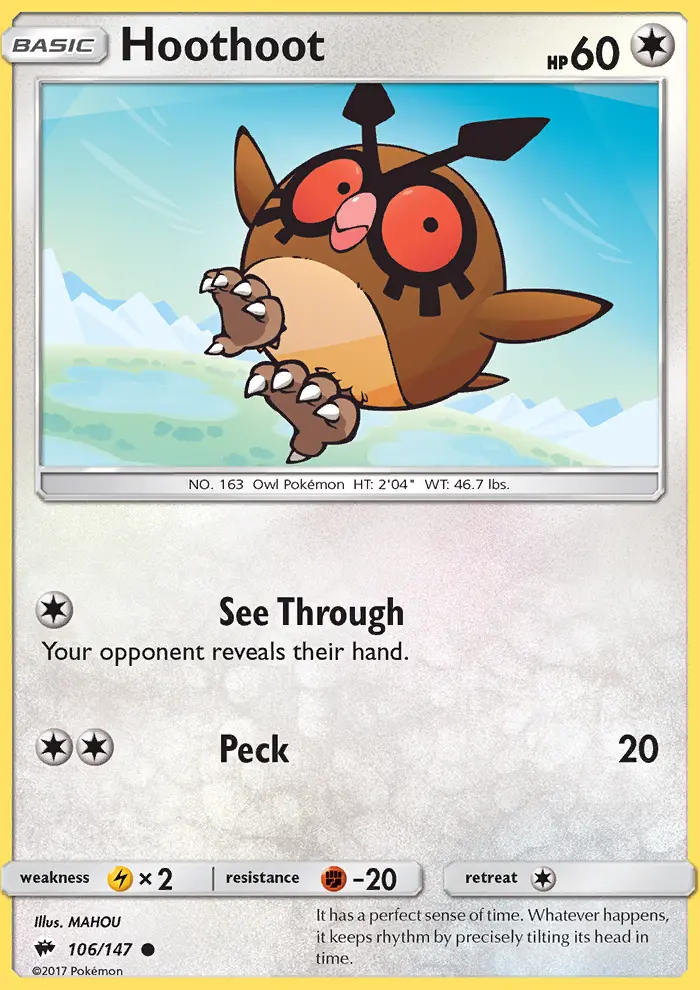 Hoothoot — Burning Shadows card #106