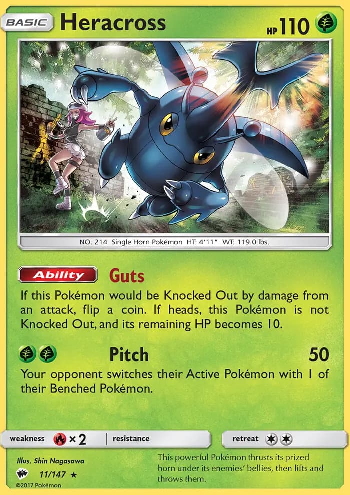 Heracross — Burning Shadows card #11
