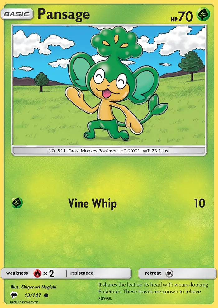 Pansage — Burning Shadows card #12