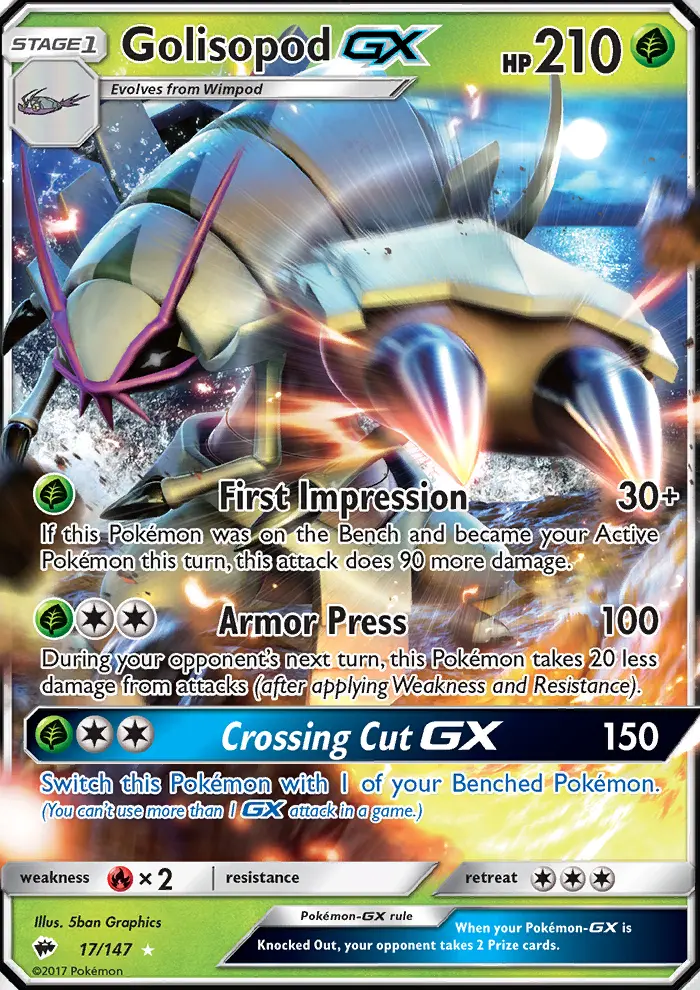 Golisopod GX — Burning Shadows card #17