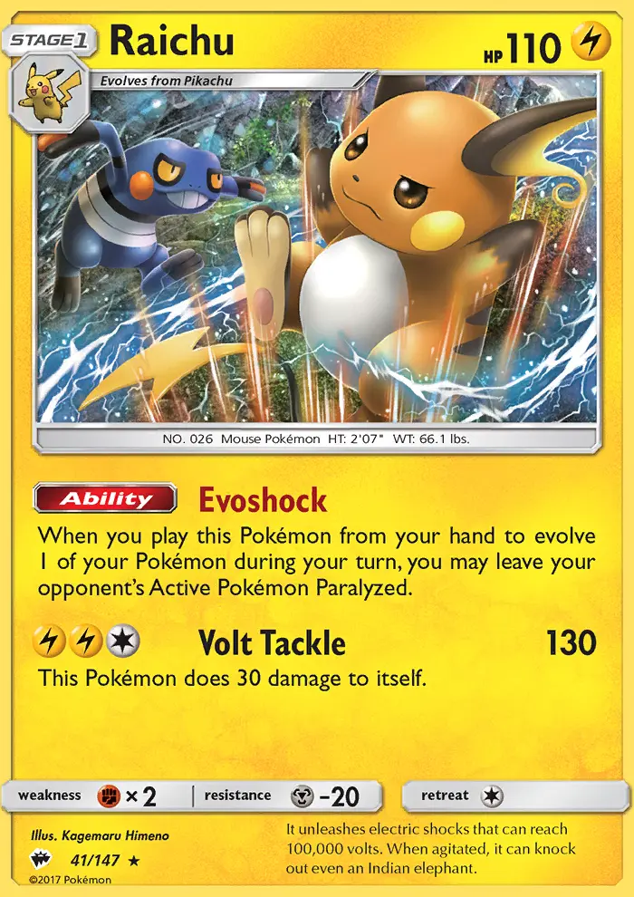 Raichu — Burning Shadows card #41
