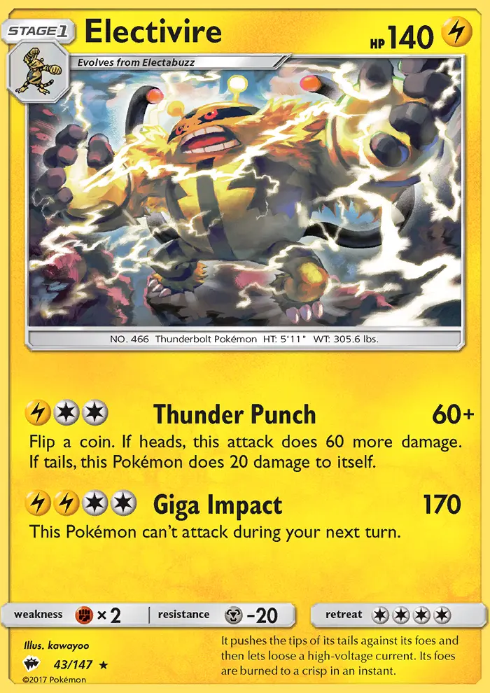 Electivire — Burning Shadows card #43