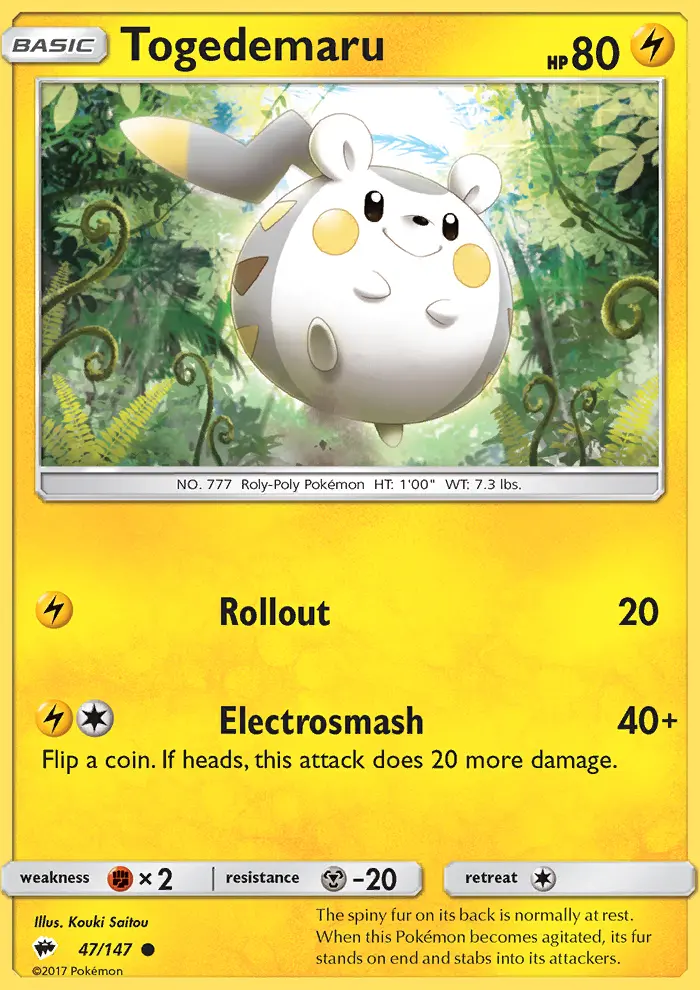 Togedemaru — Burning Shadows card #47