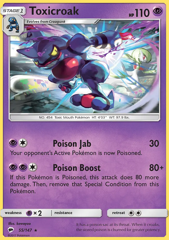 Toxicroak — Burning Shadows card #55