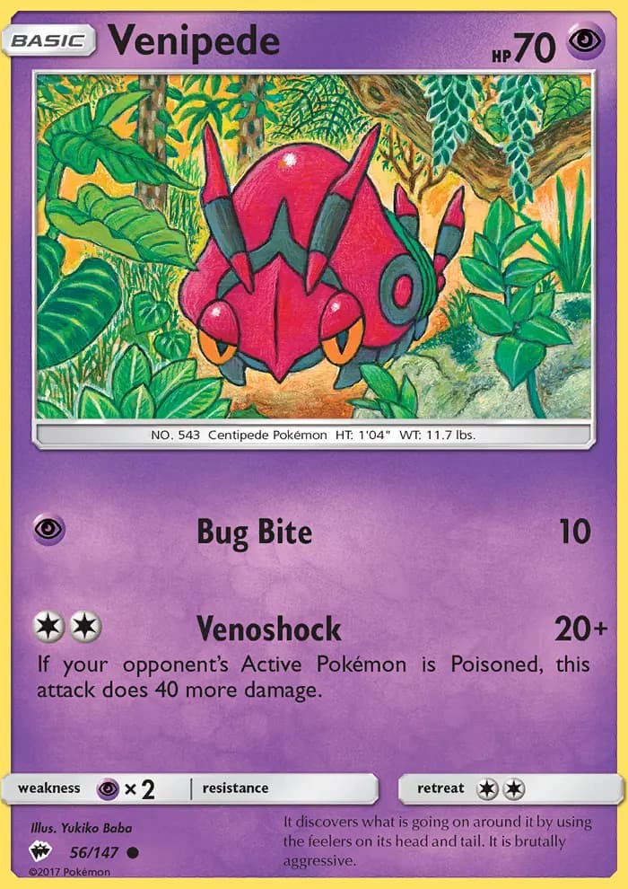 Venipede — Burning Shadows card #56