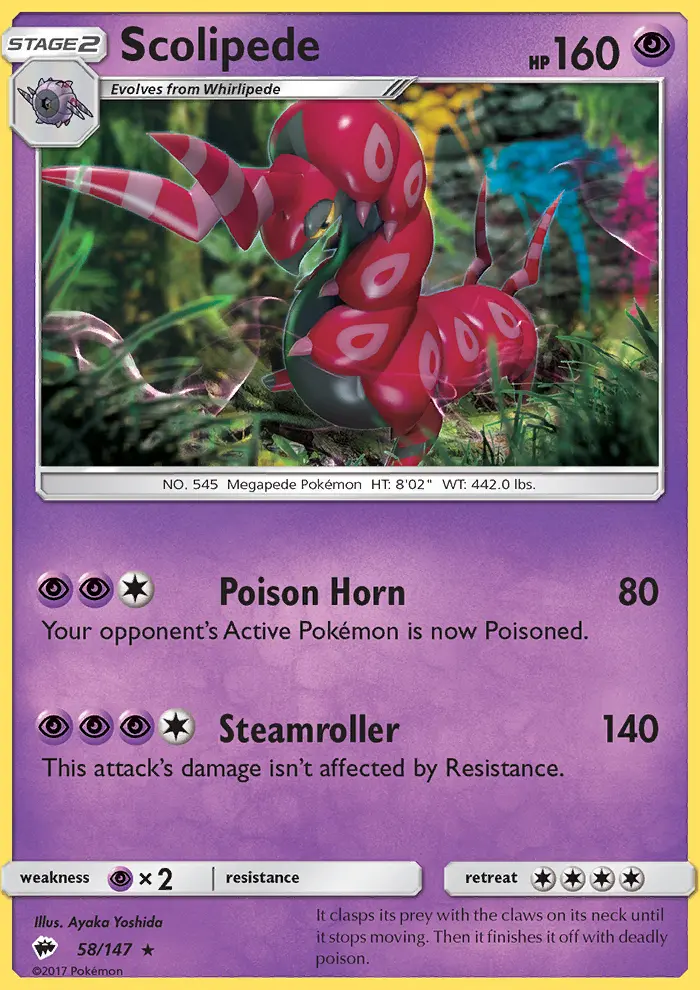 Scolipede — Burning Shadows card #58