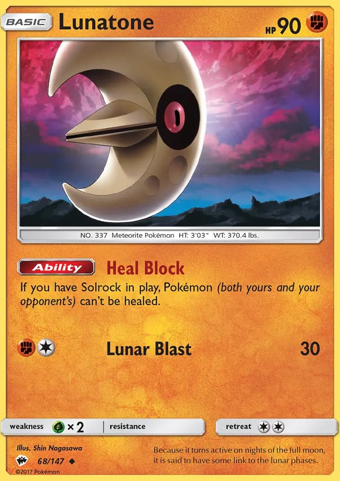 Lunatone — Burning Shadows card #68