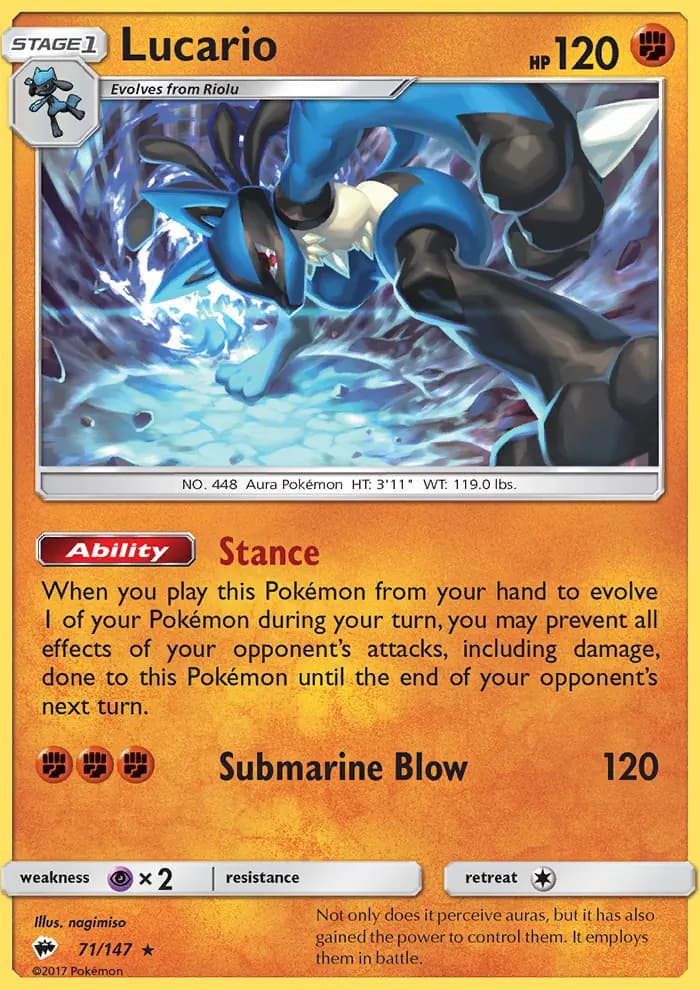 Lucario — Burning Shadows card #71