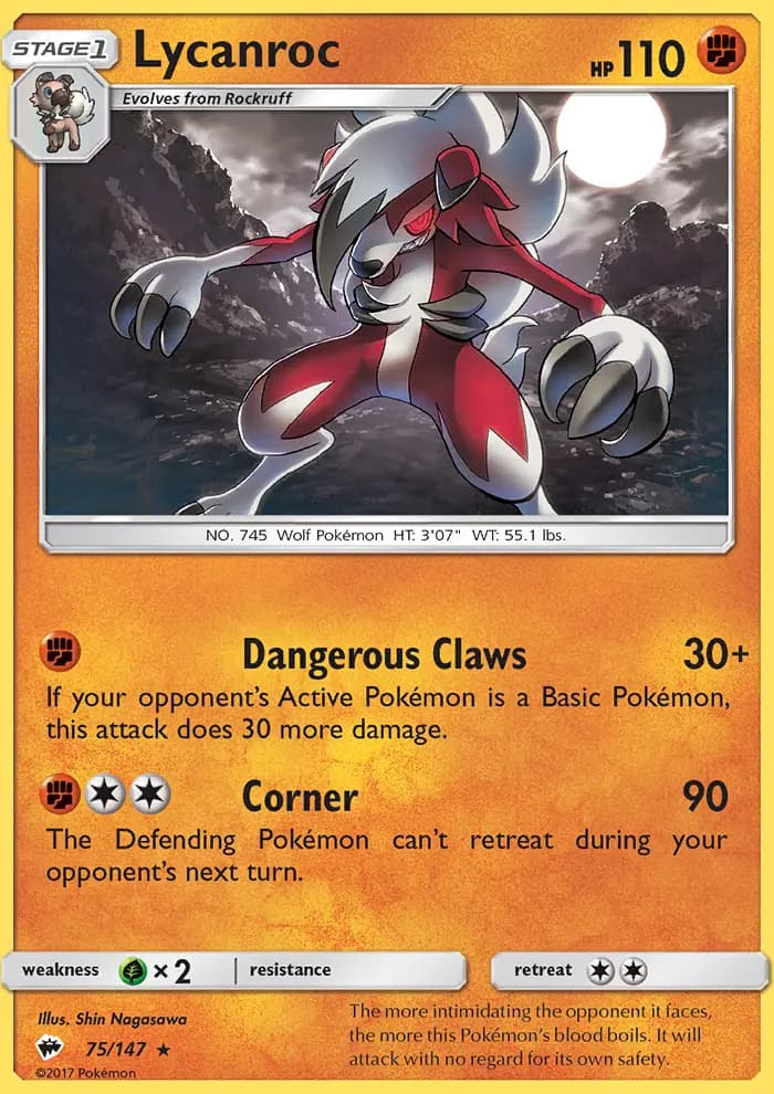 Lycanroc — Burning Shadows card #75