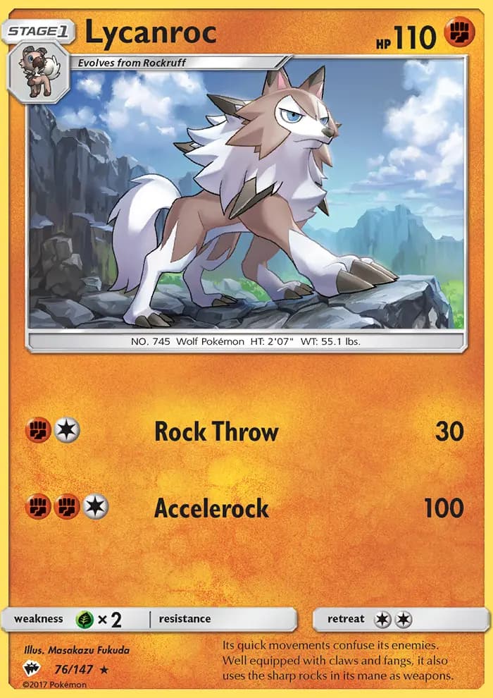 Lycanroc — Burning Shadows card #76