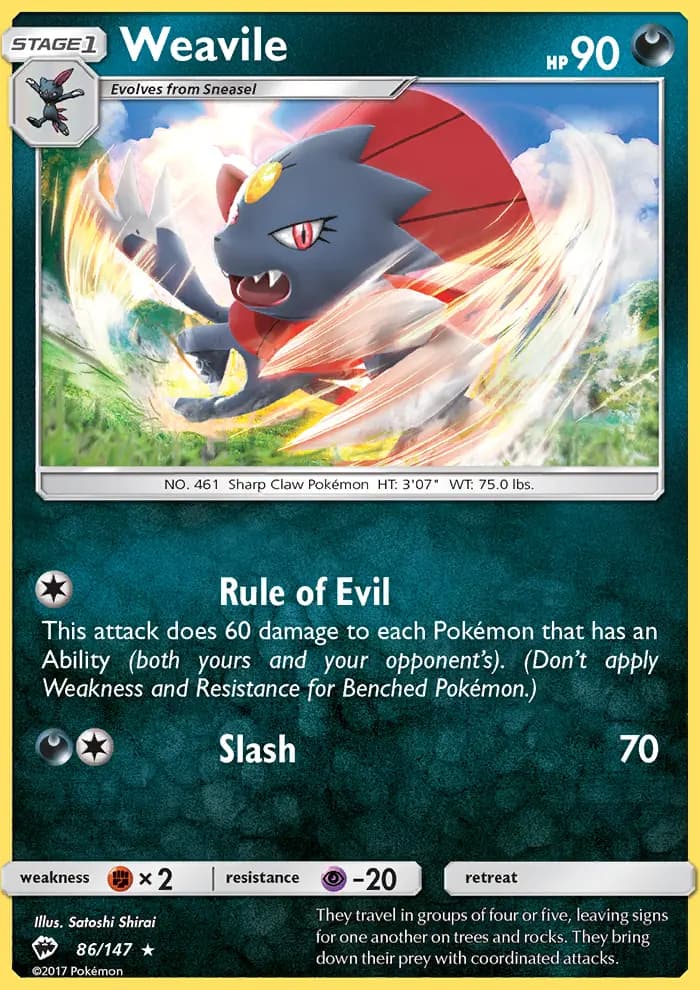 Weavile — Burning Shadows card #86