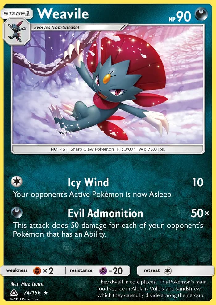 Weavile — Ultra Prism card #74