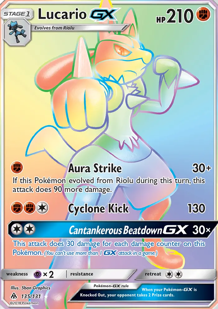 Lucario GX — Forbidden Light card #135