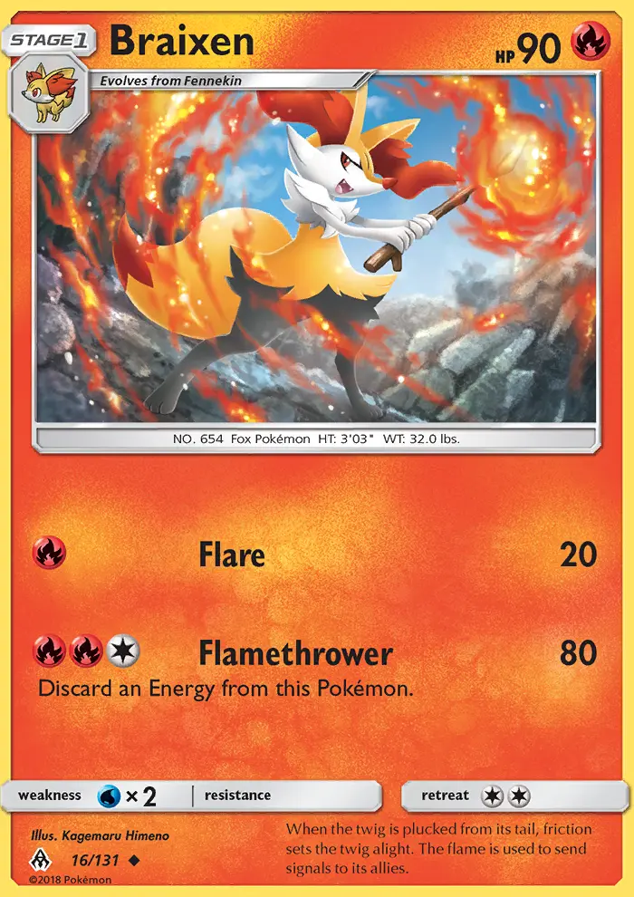 Braixen — Forbidden Light card #16