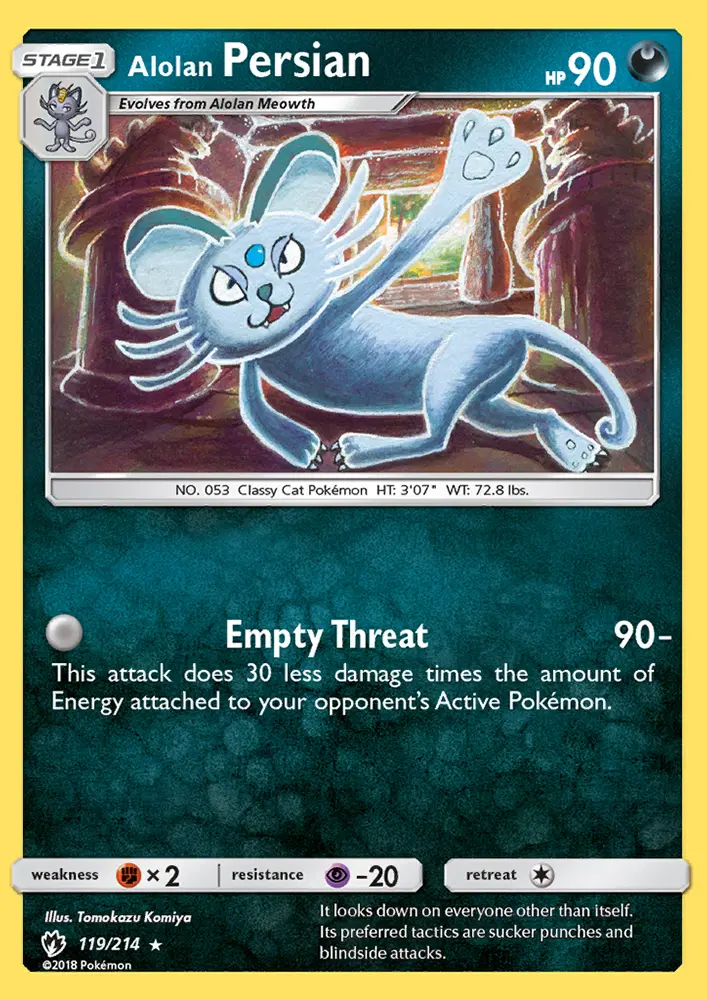 Alolan Persian — Lost Thunder card #119