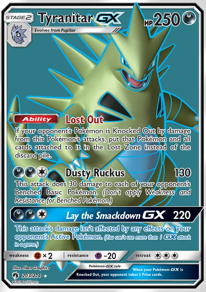Tyranitar GX — Lost Thunder card #203