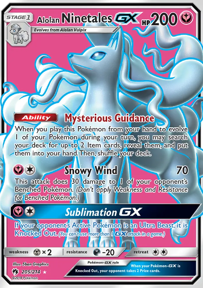 Alolan Ninetales GX — Lost Thunder card #205