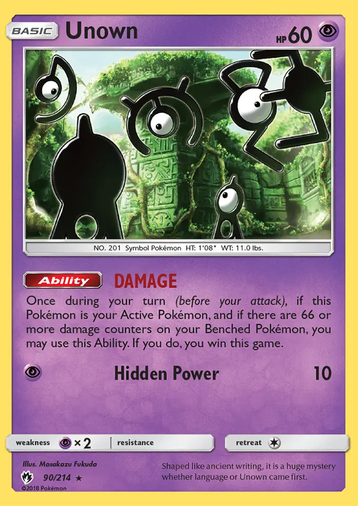Unown — Lost Thunder card #90