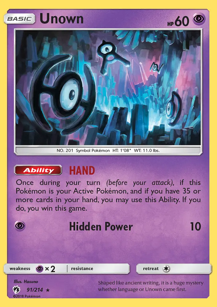 Unown — Lost Thunder card #91