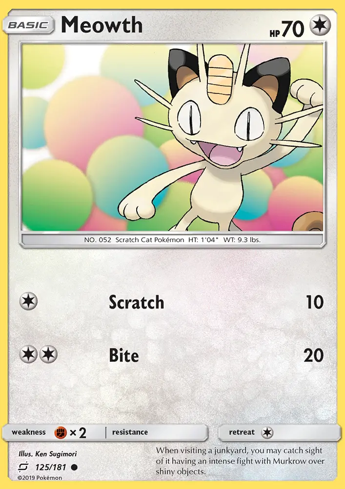 Meowth — Team Up card #125