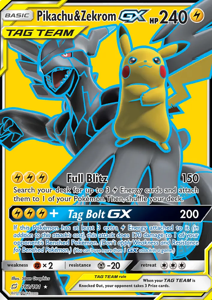 Pikachu & Zekrom GX — Team Up card #162