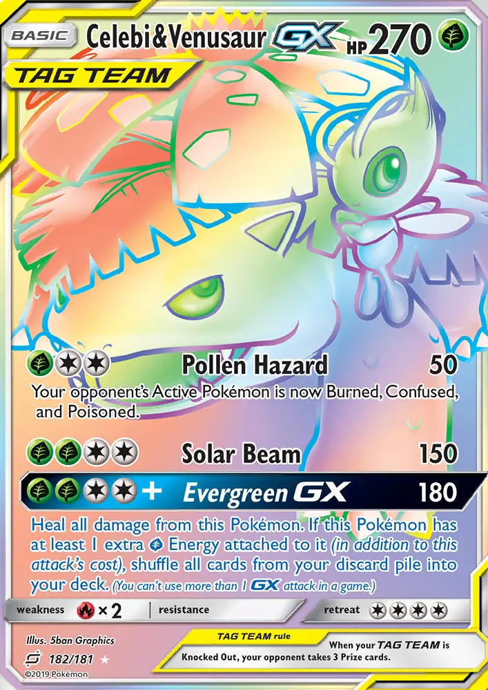 Celebi & Venusaur GX — Team Up card #182