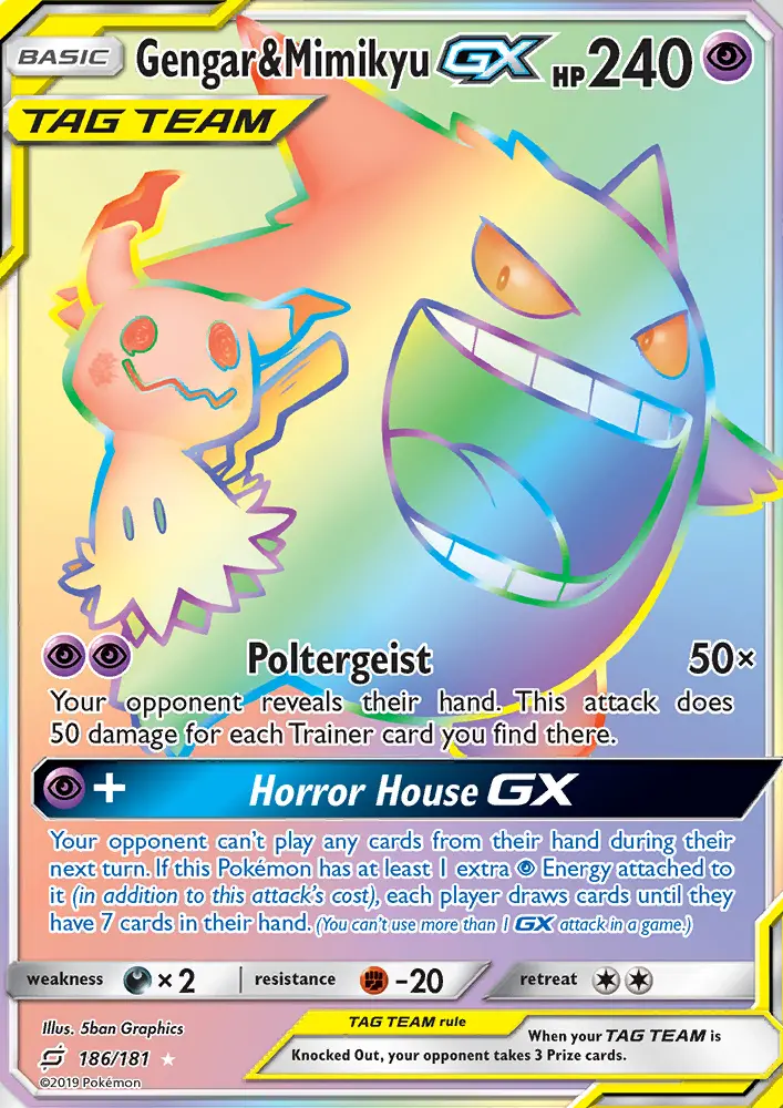 Gengar & Mimikyu GX — Team Up card #186