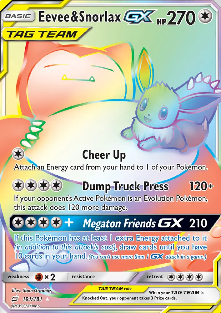 Eevee & Snorlax GX — Team Up card #191