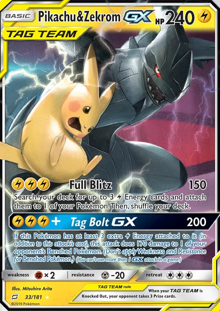 Pikachu & Zekrom GX — Team Up card #33