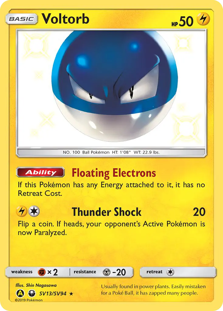 Voltorb — Hidden Fates Shiny Vault card #SV13