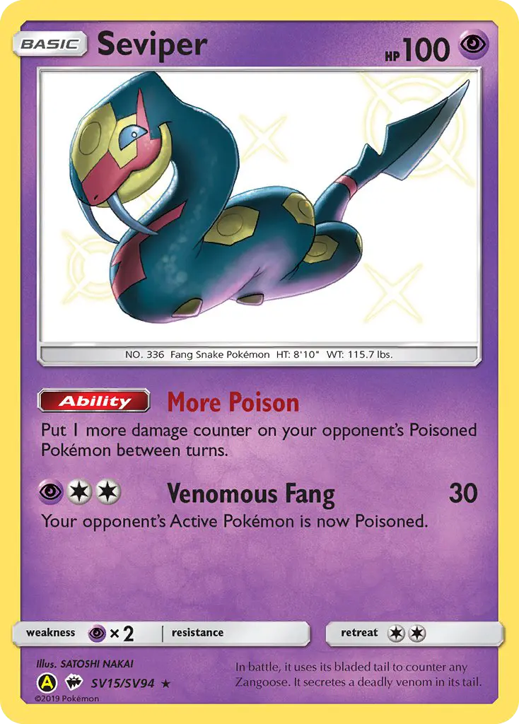 Seviper — Hidden Fates Shiny Vault card #SV15