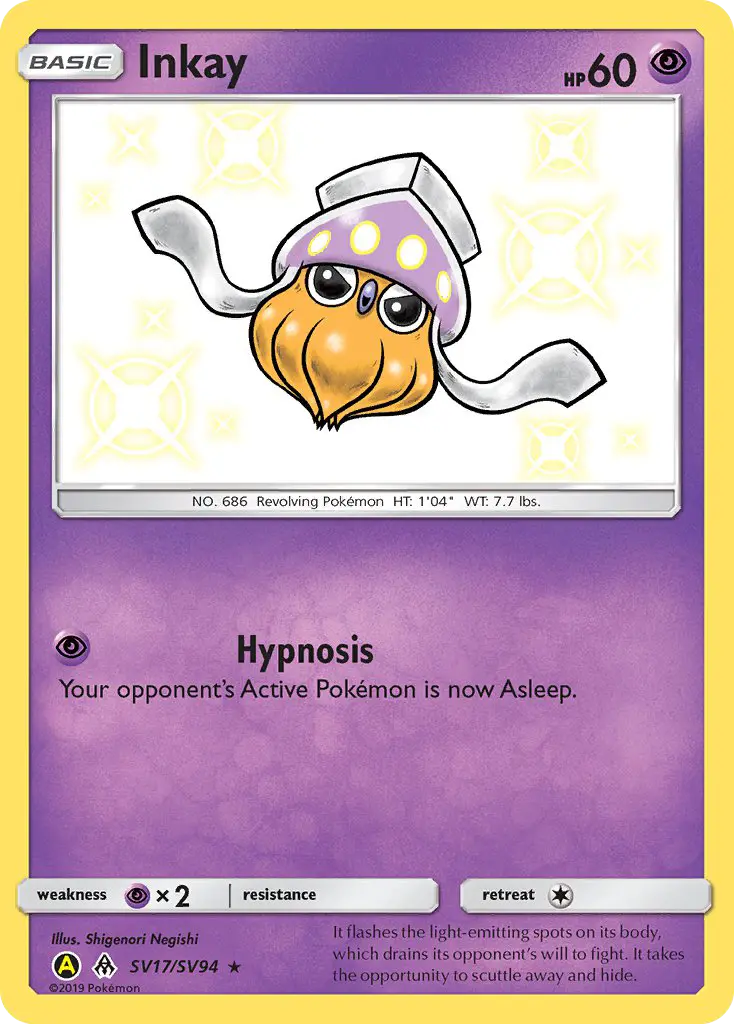Inkay — Hidden Fates Shiny Vault card #SV17