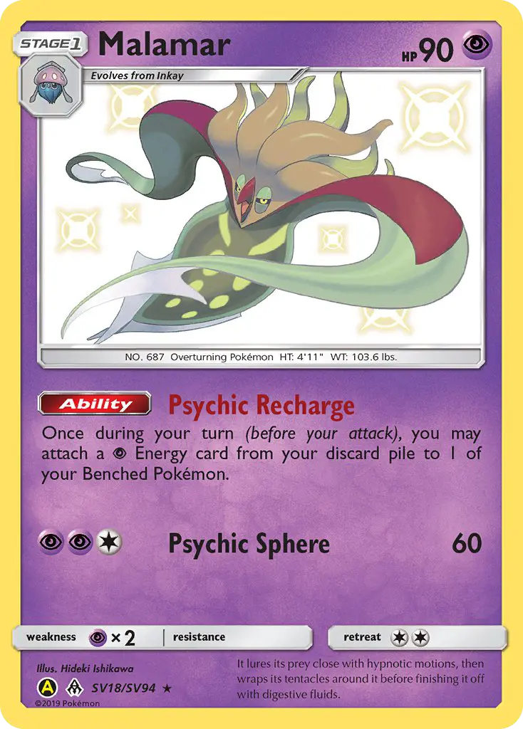 Malamar — Hidden Fates Shiny Vault card #SV18