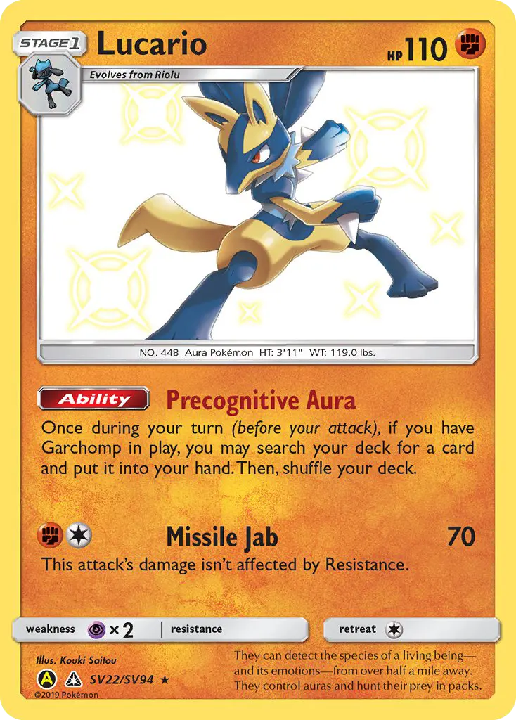 Lucario — Hidden Fates Shiny Vault card #SV22