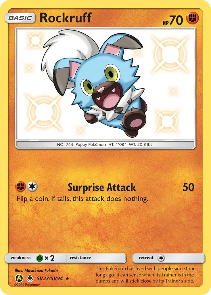 Rockruff — Hidden Fates Shiny Vault card #SV23