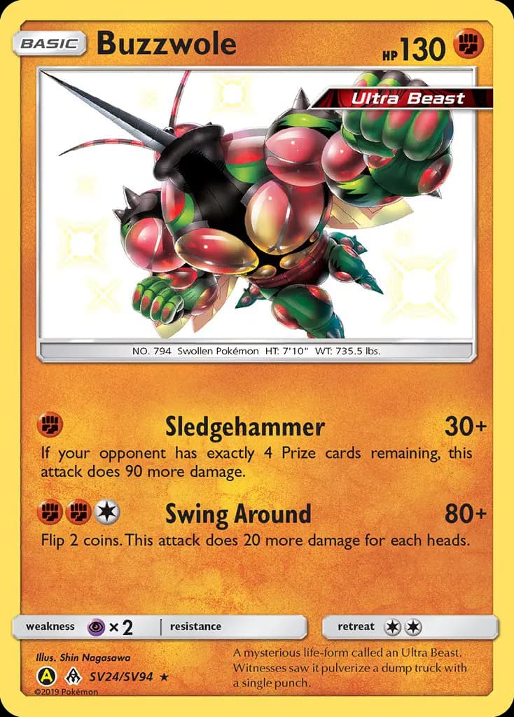 Buzzwole — Hidden Fates Shiny Vault card #SV24