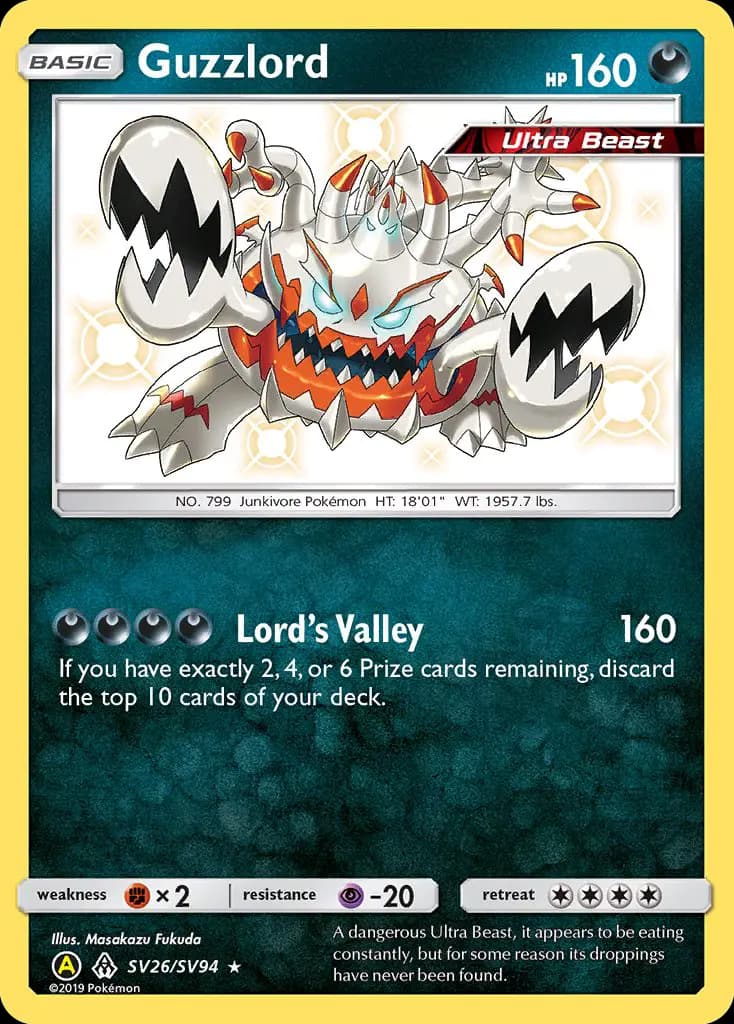 Guzzlord — Hidden Fates Shiny Vault card #SV26