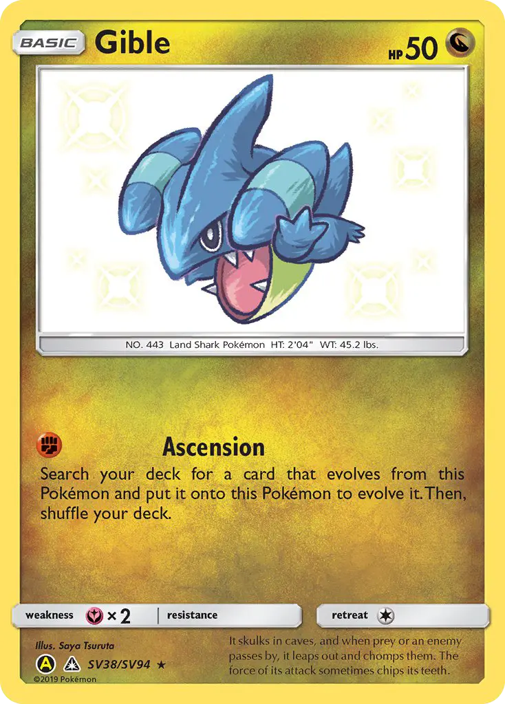 Gible — Hidden Fates Shiny Vault card #SV38