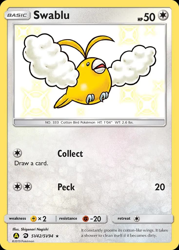 Swablu — Hidden Fates Shiny Vault card #SV42