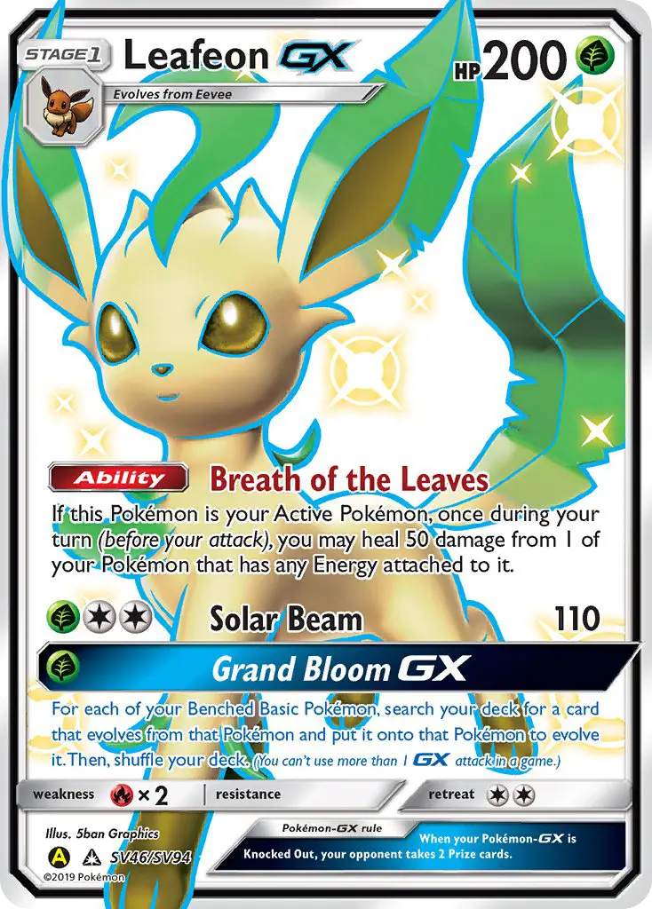 Leafeon-GX — Hidden Fates Shiny Vault card #SV46