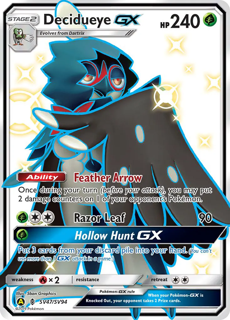 Decidueye-GX — Hidden Fates Shiny Vault card #SV47