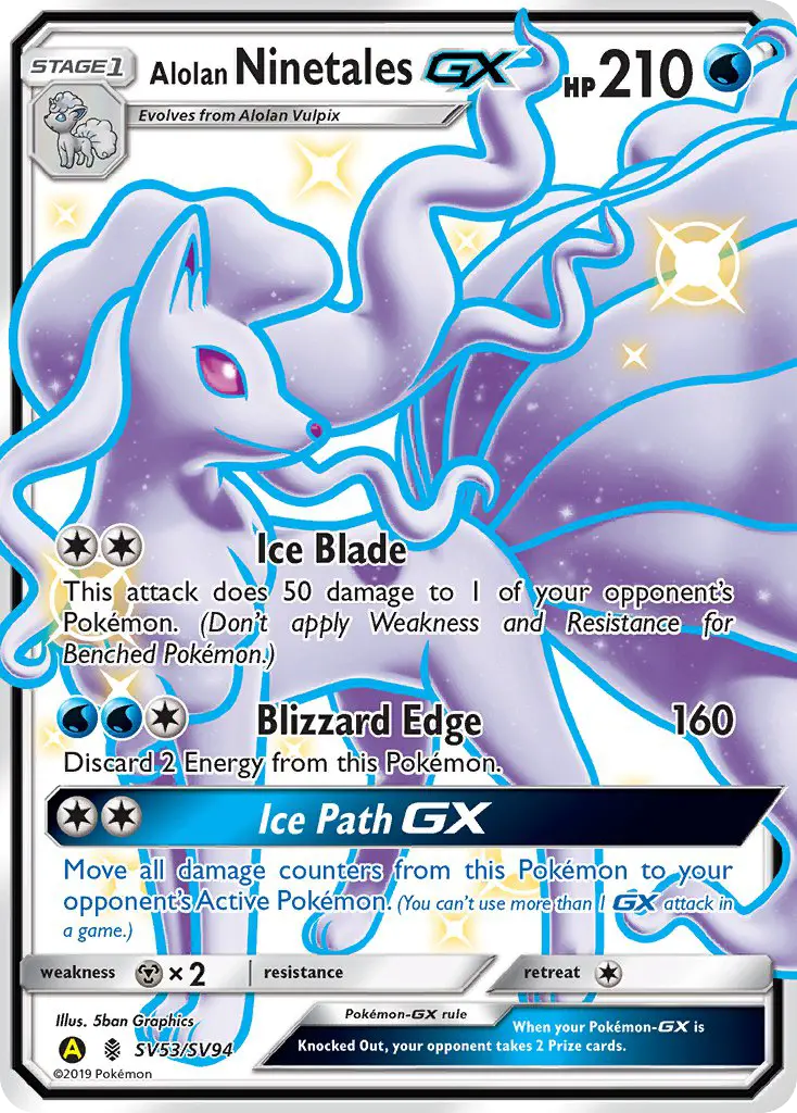 Alolan Ninetales-GX — Hidden Fates Shiny Vault card #SV53