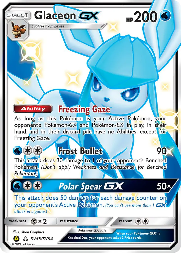 Glaceon-GX — Hidden Fates Shiny Vault card #SV55